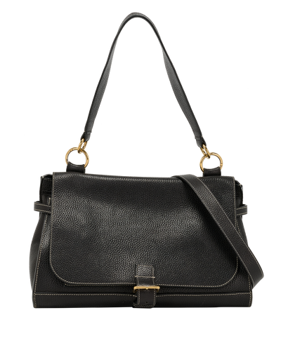 Chiltern Satchel, &pound;320, Handbags, Black, Leather, Front view